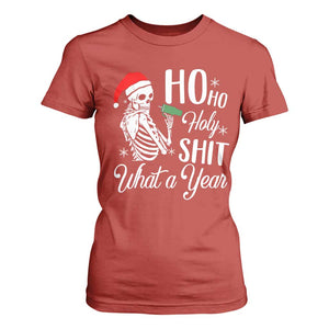 Skeleton Christmas T Shirt For Women Ho Ho Holy Shit What A Year Funny Boujee Xmas Vibe TS02 Red Print Your Wear