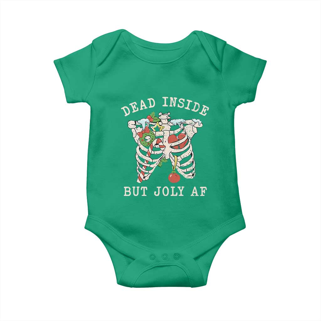Skeleton Christmas Baby Onesie Dead Inside But Jolly AF Xmas Vibe TS02 Irish Green Print Your Wear