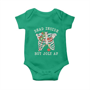 Skeleton Christmas Baby Onesie Dead Inside But Jolly AF Xmas Vibe TS02 Irish Green Print Your Wear
