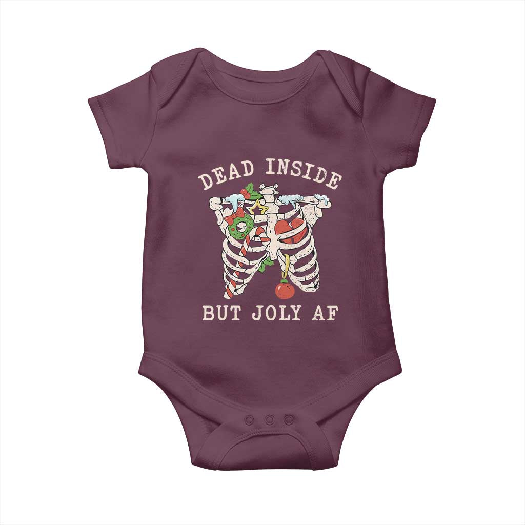 Skeleton Christmas Baby Onesie Dead Inside But Jolly AF Xmas Vibe TS02 Maroon Print Your Wear