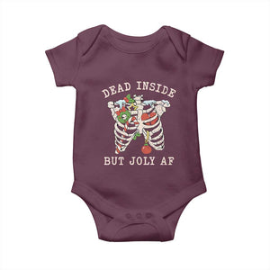 Skeleton Christmas Baby Onesie Dead Inside But Jolly AF Xmas Vibe TS02 Maroon Print Your Wear