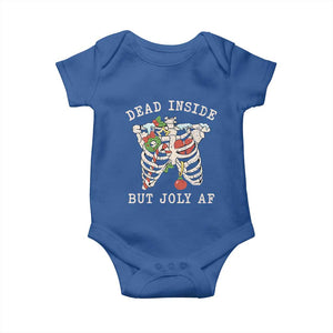 Skeleton Christmas Baby Onesie Dead Inside But Jolly AF Xmas Vibe TS02 Royal Blue Print Your Wear