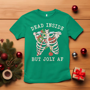 Skeleton Christmas T Shirt Dead Inside But Jolly AF Xmas Vibe TS02 Irish Green Printyourwear