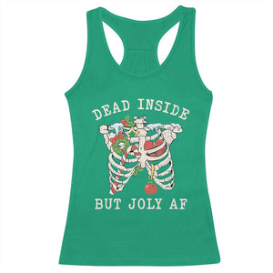 Skeleton Christmas Racerback Tank Top Dead Inside But Jolly AF Xmas Vibe TS02 Irish Green Print Your Wear