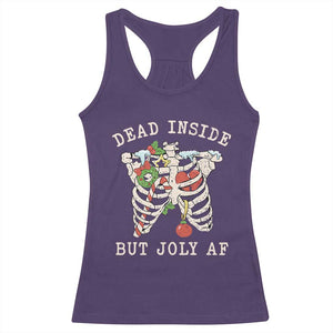 Skeleton Christmas Racerback Tank Top Dead Inside But Jolly AF Xmas Vibe TS02 Purple Print Your Wear