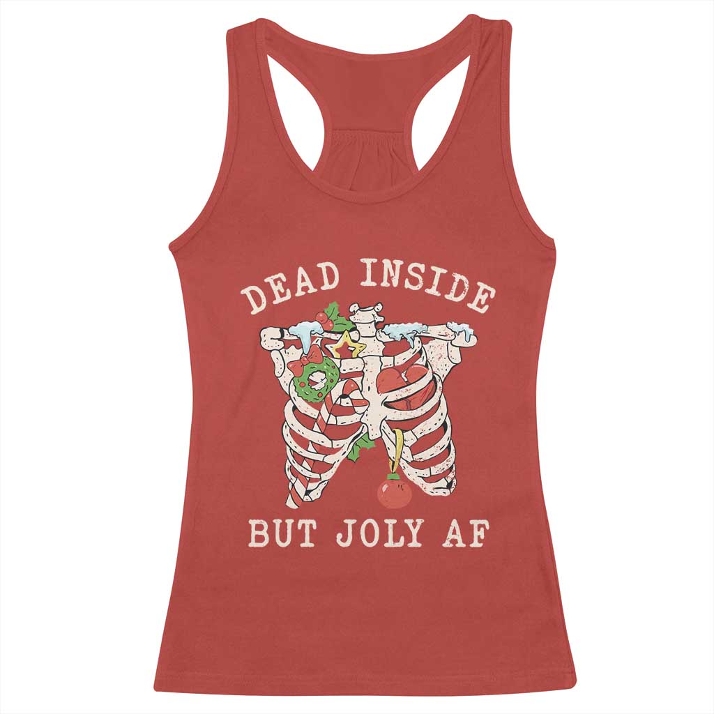 Skeleton Christmas Racerback Tank Top Dead Inside But Jolly AF Xmas Vibe TS02 Red Print Your Wear