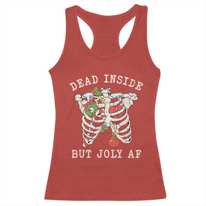 Skeleton Christmas Racerback Tank Top Dead Inside But Jolly AF Xmas Vibe TS02 Red Print Your Wear