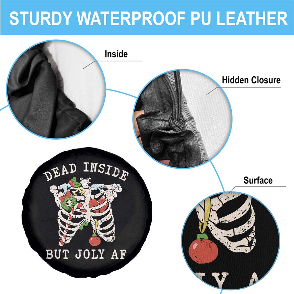 Skeleton Christmas Spare Tire Cover Dead Inside But Jolly AF Xmas Vibe TS02 Print Your Wear