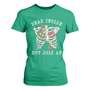 Skeleton Christmas T Shirt For Women Dead Inside But Jolly AF Xmas Vibe TS02 Irish Green Print Your Wear