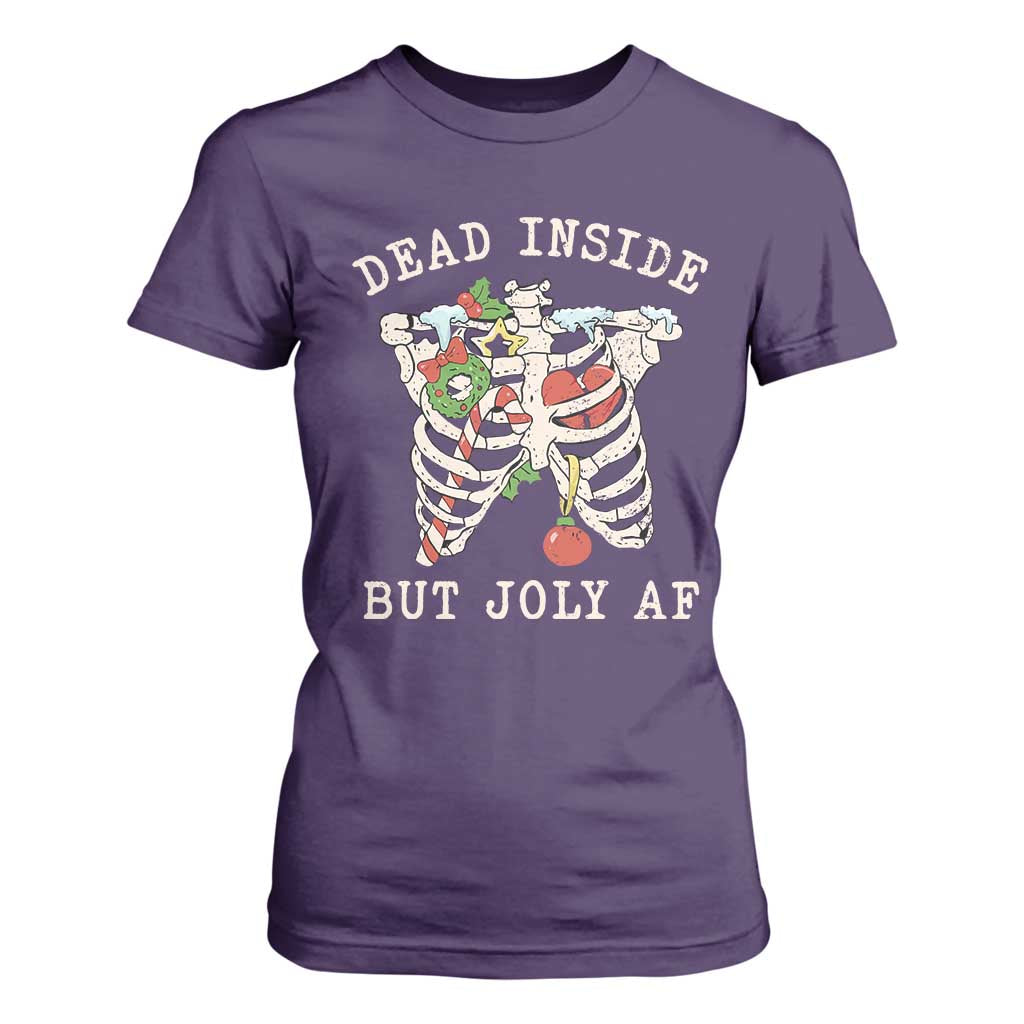 Skeleton Christmas T Shirt For Women Dead Inside But Jolly AF Xmas Vibe TS02 Purple Print Your Wear
