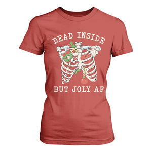 Skeleton Christmas T Shirt For Women Dead Inside But Jolly AF Xmas Vibe TS02 Red Print Your Wear