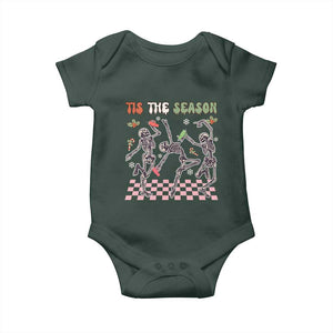 Dancing Skeleton Christmas Baby Onesie Tis The Season Retro Boujee Xmas Vibe TS02 Print Your Wear