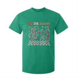 Dancing Skeleton Christmas T Shirt For Kid Tis The Season Retro Boujee Xmas Vibe TS02 Irish Green Print Your Wear