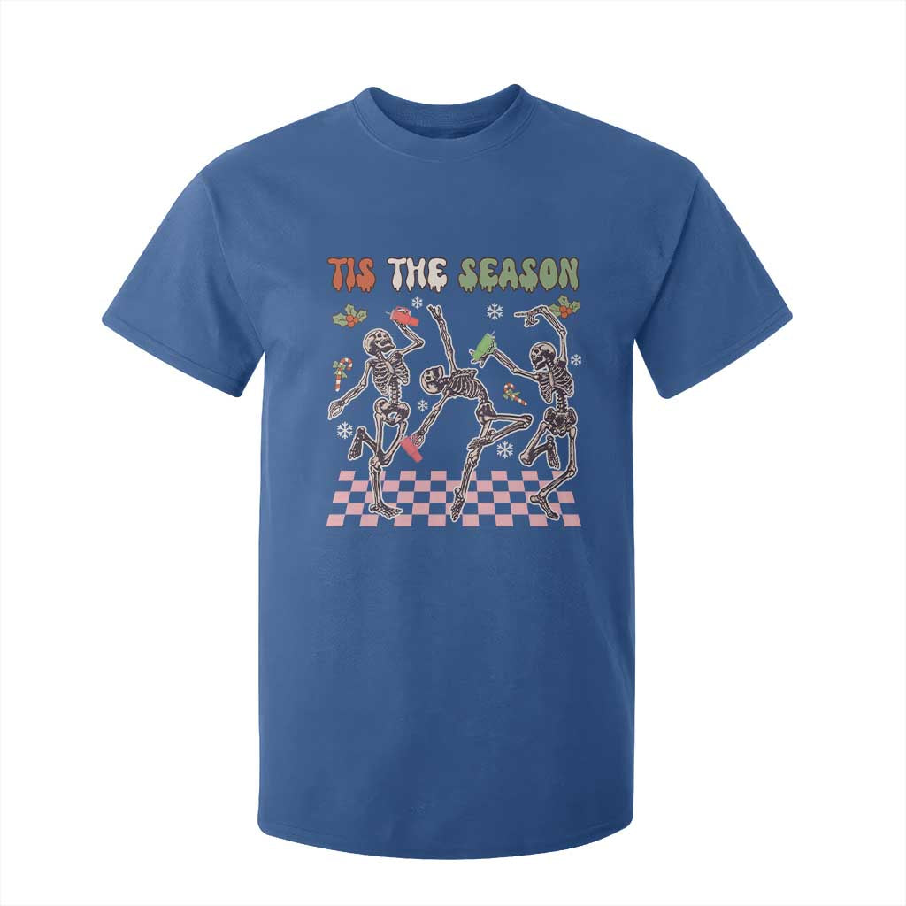 Dancing Skeleton Christmas T Shirt For Kid Tis The Season Retro Boujee Xmas Vibe TS02 Royal Blue Print Your Wear
