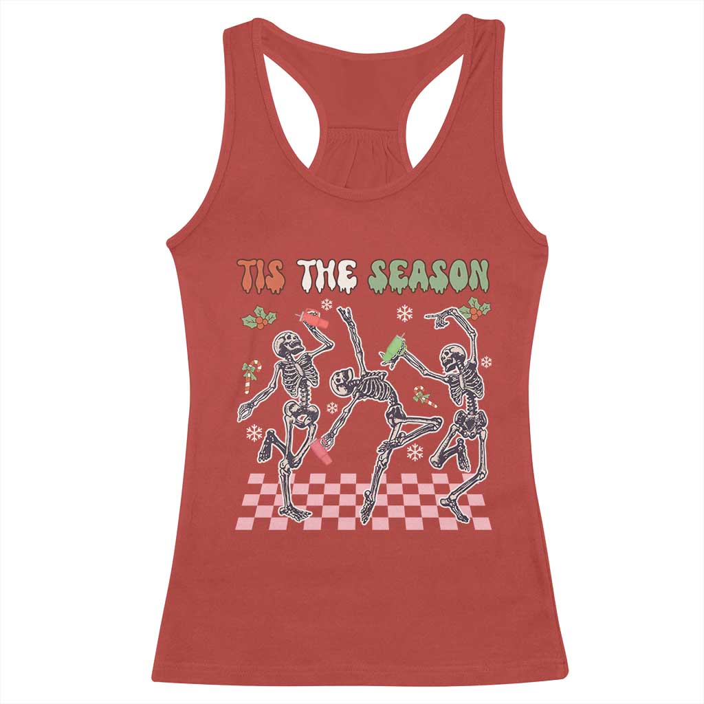 Dancing Skeleton Christmas Racerback Tank Top Tis The Season Retro Boujee Xmas Vibe TS02 Red Print Your Wear