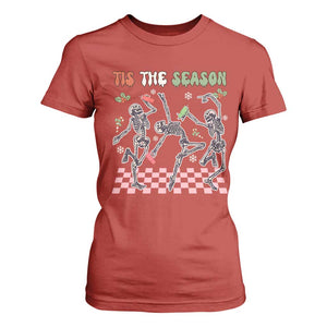 Dancing Skeleton Christmas T Shirt For Women Tis The Season Retro Boujee Xmas Vibe TS02 Red Print Your Wear
