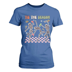 Dancing Skeleton Christmas T Shirt For Women Tis The Season Retro Boujee Xmas Vibe TS02 Royal Blue Print Your Wear