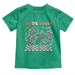 Dancing Skeleton Christmas Toddler T Shirt Tis The Season Retro Boujee Xmas Vibe TS02 Irish Green Print Your Wear