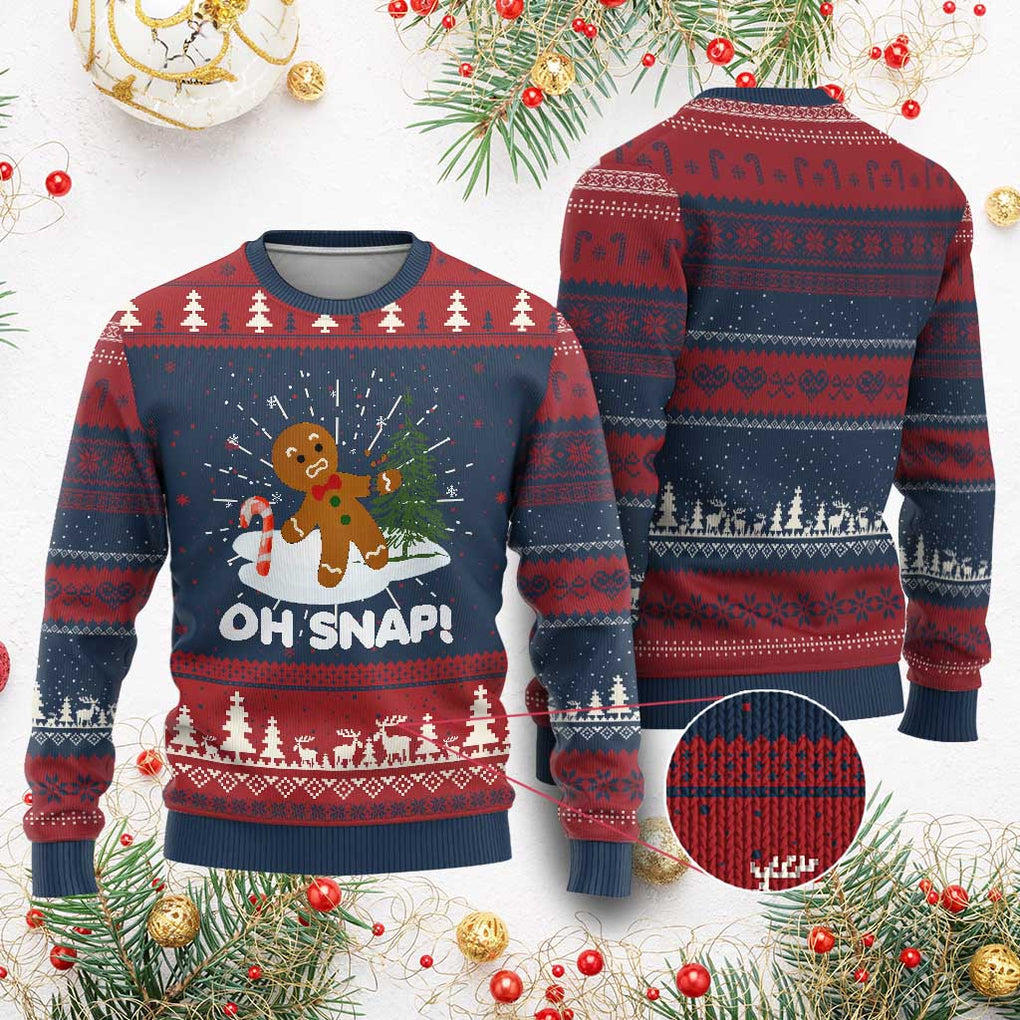 Gingerbread Ugly Christmas Sweater Oh Snap Funny Christmas Cookie Baking Squad TS02 Burgundy Print Your Wear