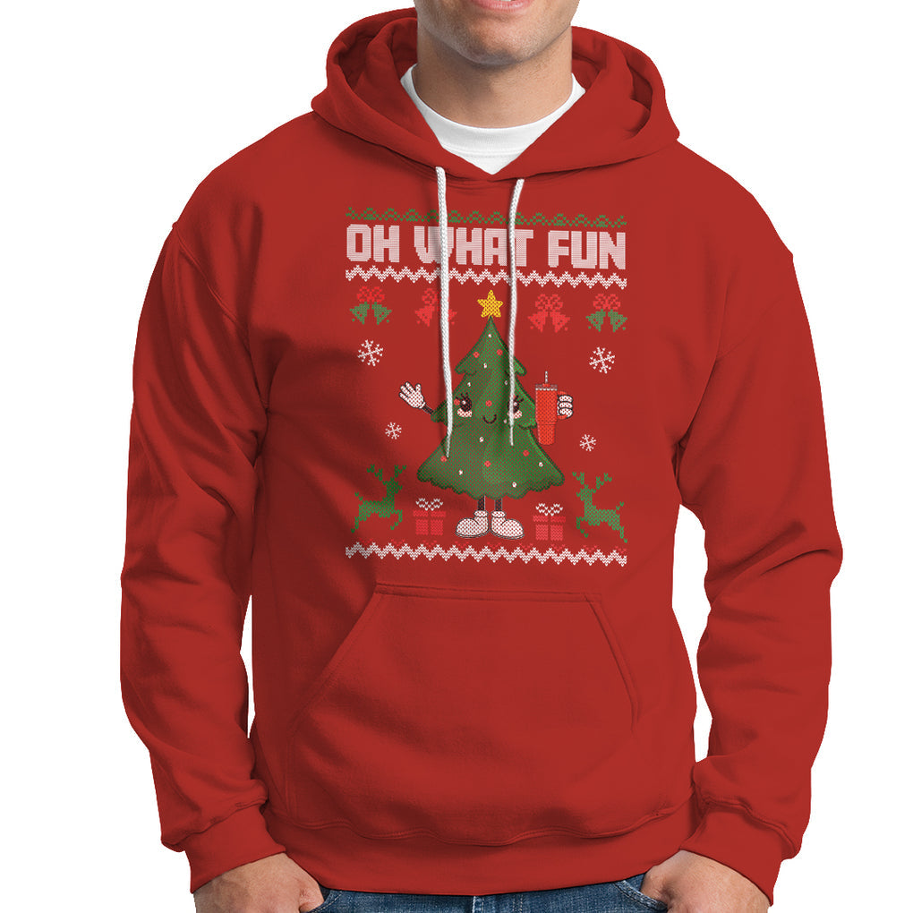 Ugly Christmas Hoodie Oh What Fun Boujee Christmas Tree Funny TS02 Red Printyourwear