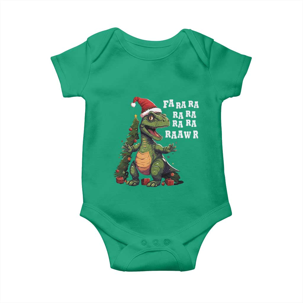 Dinosaur Christmas Baby Onesie Fa Ra Ra Ra Rawr Xmas Tree Santa Rex Lover TS02 Irish Green Print Your Wear