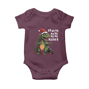 Dinosaur Christmas Baby Onesie Fa Ra Ra Ra Rawr Xmas Tree Santa Rex Lover TS02 Maroon Print Your Wear