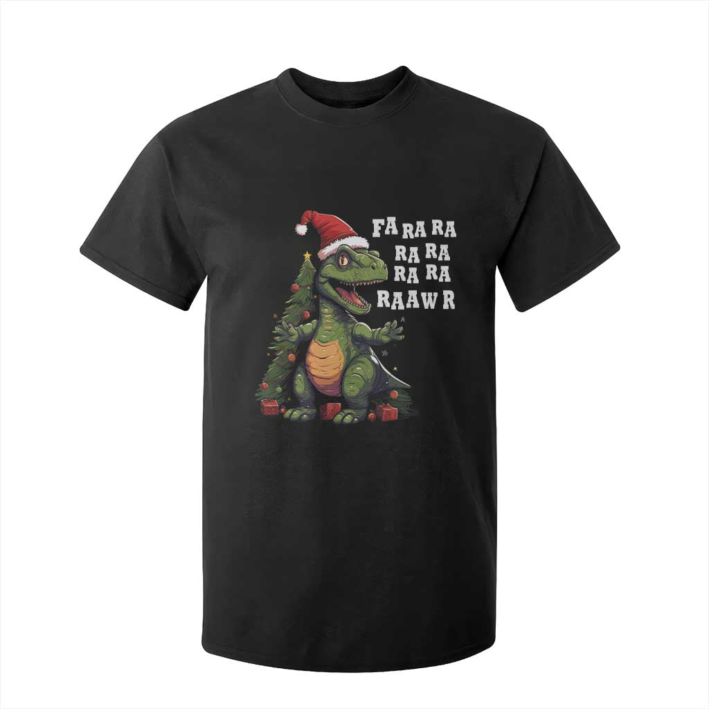 Dinosaur Christmas T Shirt For Kid Fa Ra Ra Ra Rawr Xmas Tree Santa Rex Lover TS02 Black Print Your Wear