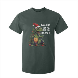 Dinosaur Christmas T Shirt For Kid Fa Ra Ra Ra Rawr Xmas Tree Santa Rex Lover TS02 Dark Forest Green Print Your Wear