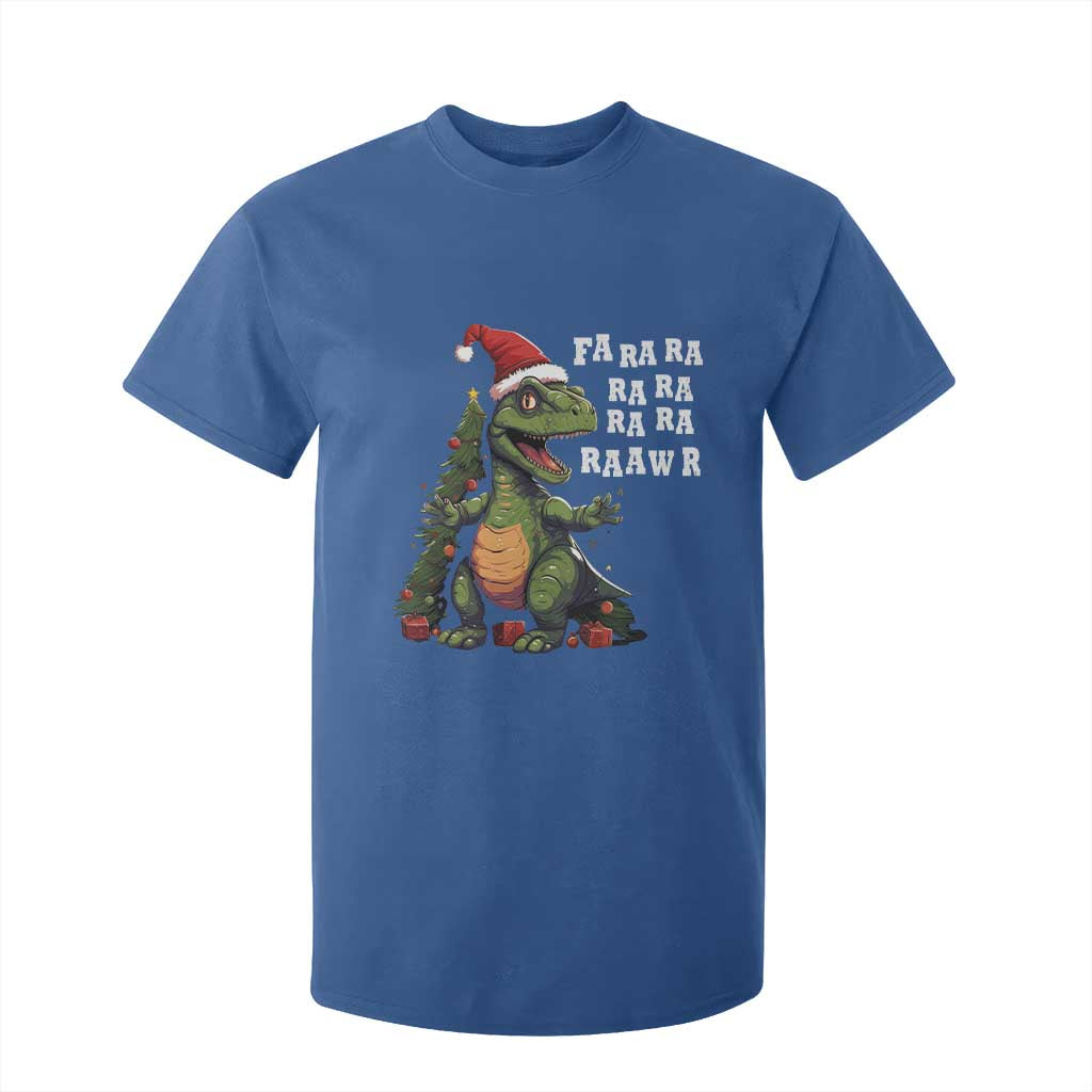 Dinosaur Christmas T Shirt For Kid Fa Ra Ra Ra Rawr Xmas Tree Santa Rex Lover TS02 Royal Blue Print Your Wear
