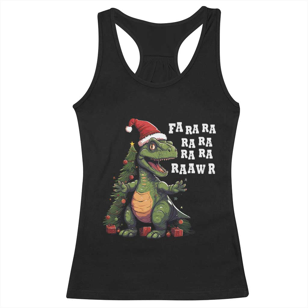 Dinosaur Christmas Racerback Tank Top Fa Ra Ra Ra Rawr Xmas Tree Santa Rex Lover TS02 Black Print Your Wear