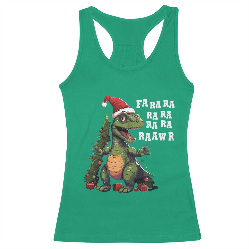 Dinosaur Christmas Racerback Tank Top Fa Ra Ra Ra Rawr Xmas Tree Santa Rex Lover TS02 Irish Green Print Your Wear