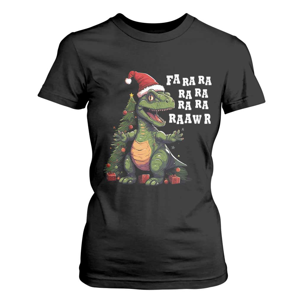 Dinosaur Christmas T Shirt For Women Fa Ra Ra Ra Rawr Xmas Tree Santa Rex Lover TS02 Black Print Your Wear