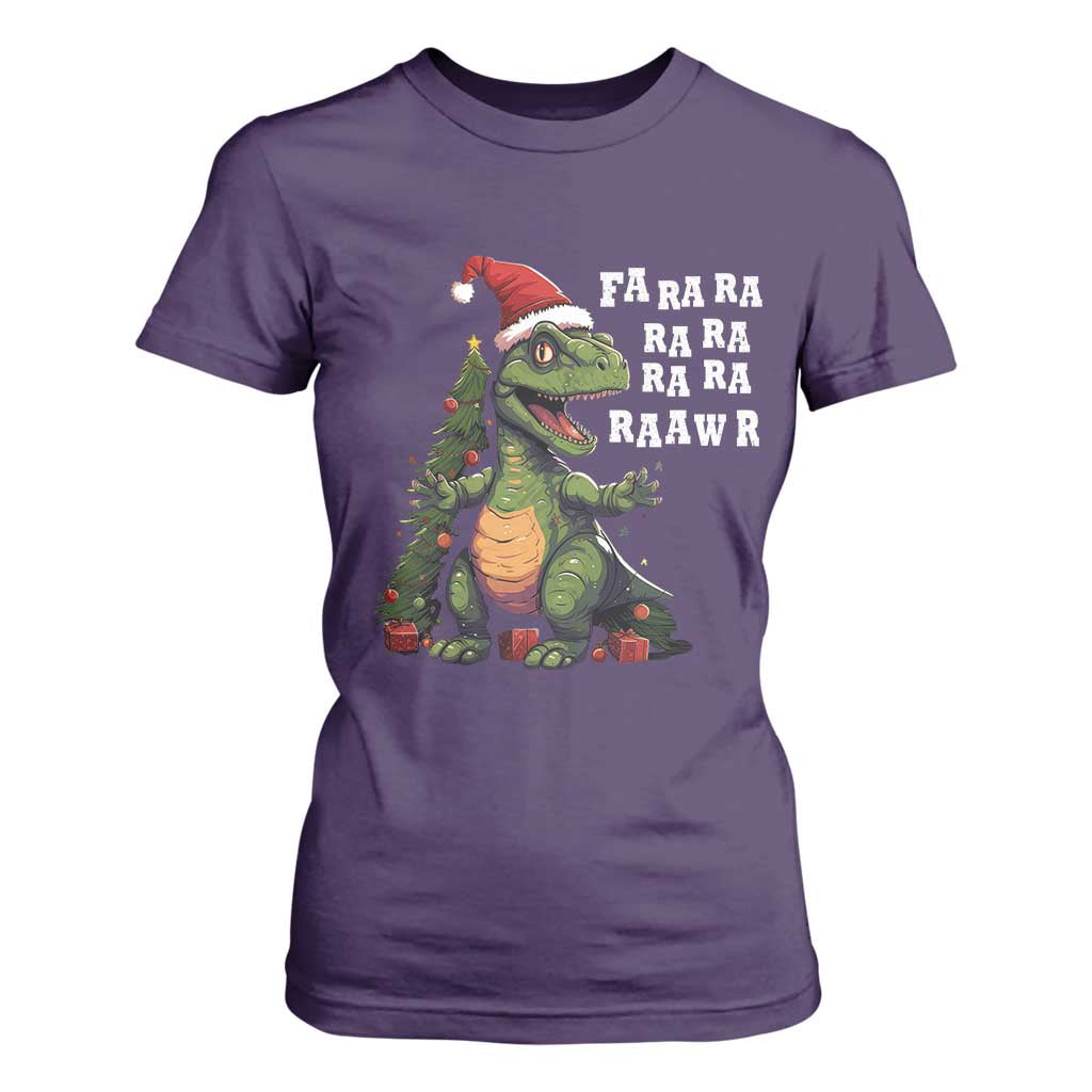 Dinosaur Christmas T Shirt For Women Fa Ra Ra Ra Rawr Xmas Tree Santa Rex Lover TS02 Purple Print Your Wear
