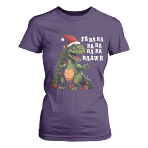 Dinosaur Christmas T Shirt For Women Fa Ra Ra Ra Rawr Xmas Tree Santa Rex Lover TS02 Purple Print Your Wear