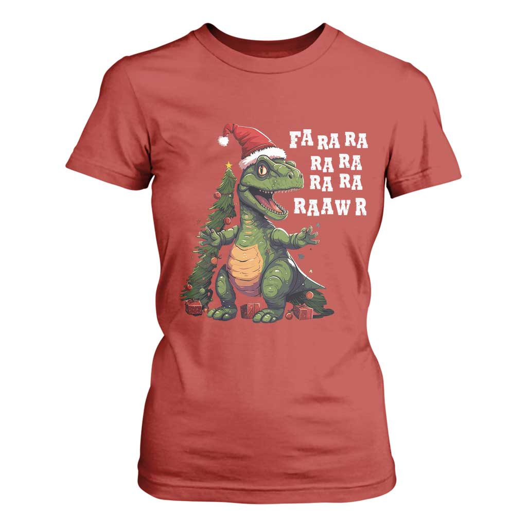 Dinosaur Christmas T Shirt For Women Fa Ra Ra Ra Rawr Xmas Tree Santa Rex Lover TS02 Red Print Your Wear