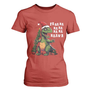 Dinosaur Christmas T Shirt For Women Fa Ra Ra Ra Rawr Xmas Tree Santa Rex Lover TS02 Red Print Your Wear