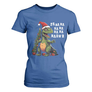 Dinosaur Christmas T Shirt For Women Fa Ra Ra Ra Rawr Xmas Tree Santa Rex Lover TS02 Royal Blue Print Your Wear