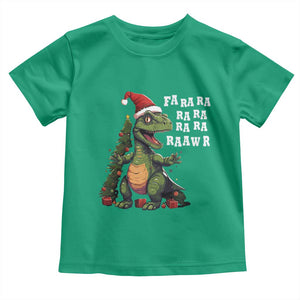 Dinosaur Christmas Toddler T Shirt Fa Ra Ra Ra Rawr Xmas Tree Santa Rex Lover TS02 Irish Green Print Your Wear