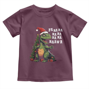 Dinosaur Christmas Toddler T Shirt Fa Ra Ra Ra Rawr Xmas Tree Santa Rex Lover TS02 Maroon Print Your Wear