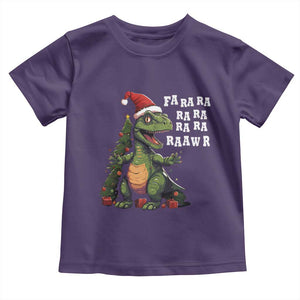 Dinosaur Christmas Toddler T Shirt Fa Ra Ra Ra Rawr Xmas Tree Santa Rex Lover TS02 Purple Print Your Wear