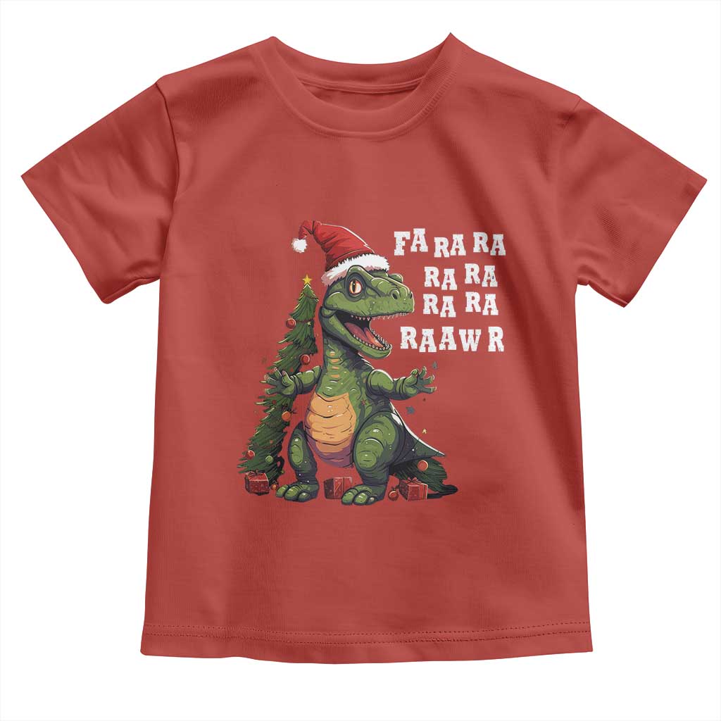 Dinosaur Christmas Toddler T Shirt Fa Ra Ra Ra Rawr Xmas Tree Santa Rex Lover TS02 Red Print Your Wear