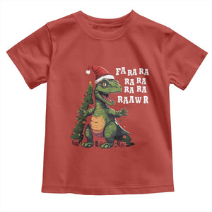 Dinosaur Christmas Toddler T Shirt Fa Ra Ra Ra Rawr Xmas Tree Santa Rex Lover TS02 Red Print Your Wear