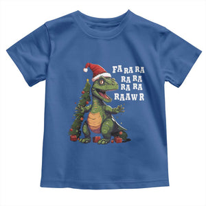 Dinosaur Christmas Toddler T Shirt Fa Ra Ra Ra Rawr Xmas Tree Santa Rex Lover TS02 Royal Blue Print Your Wear