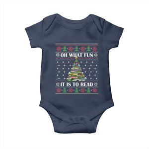Reading Christmas Baby Onesie Oh What Fun It Is To Read Books Xmas Tree Funny Ugly Sweater TS02 Navy Print Your Wear