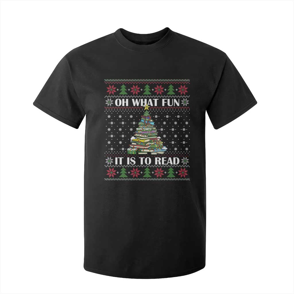 Reading Christmas T Shirt For Kid Oh What Fun It Is To Read Books Xmas Tree Funny Ugly Sweater TS02 Black Print Your Wear
