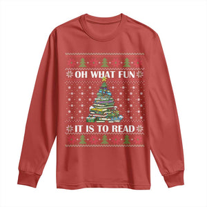 Reading Christmas Long Sleeve Shirt Oh What Fun It Is To Read Books Xmas Tree Funny Ugly Sweater TS02 Red Print Your Wear