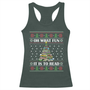 Reading Christmas Racerback Tank Top Oh What Fun It Is To Read Books Xmas Tree Funny Ugly Sweater TS02 Dark Forest Green Print Your Wear