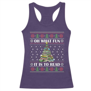 Reading Christmas Racerback Tank Top Oh What Fun It Is To Read Books Xmas Tree Funny Ugly Sweater TS02 Purple Print Your Wear