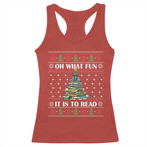 Reading Christmas Racerback Tank Top Oh What Fun It Is To Read Books Xmas Tree Funny Ugly Sweater TS02 Red Print Your Wear