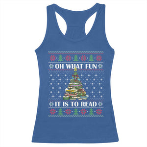 Reading Christmas Racerback Tank Top Oh What Fun It Is To Read Books Xmas Tree Funny Ugly Sweater TS02 Royal Blue Print Your Wear